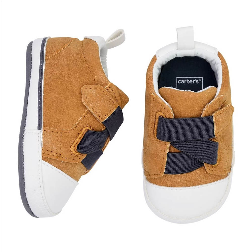 Carter's Brown & White Baby Boy Infant Soft Slip-On Sneakers Casual Crib Shoes